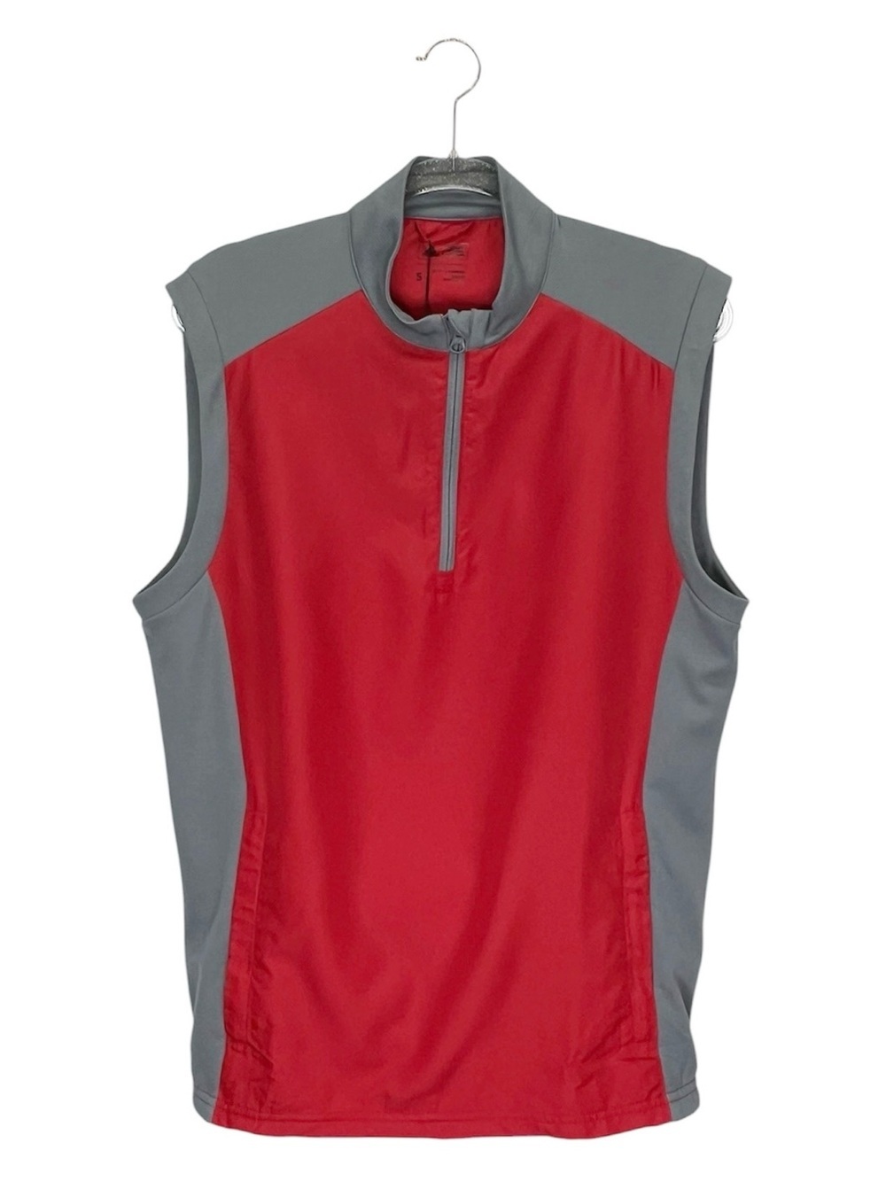 Adidas Golf Wind Vest Mens Size Small Red & Gray Adiclub Sleeveless 1/4 Zip NWT